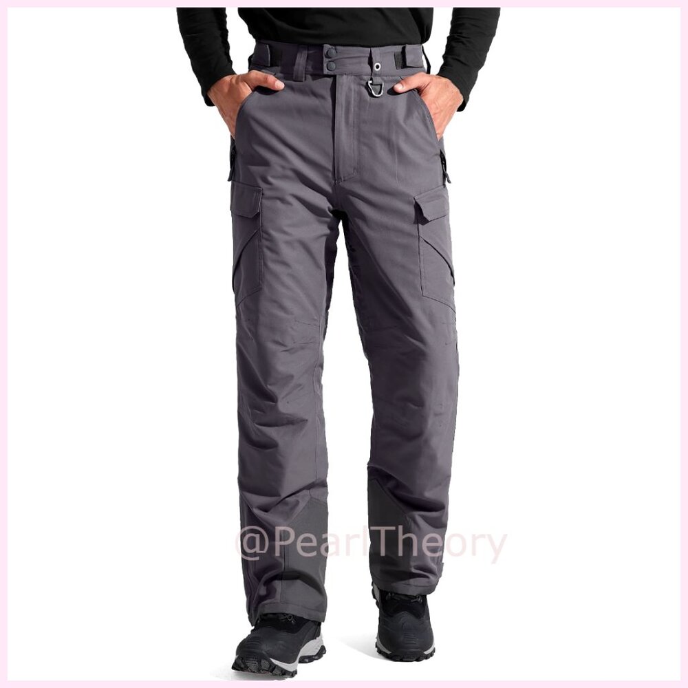 Waterproof Insulated Snow Pants with Zipper Pockets for Skiing
